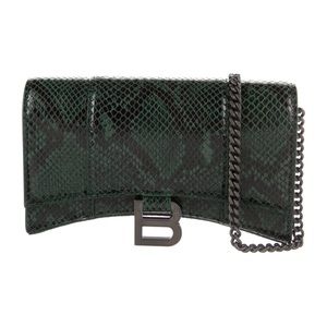 BALENCIAGA Hourglass Chain Wallet Bag in Forest Green/Black crossbody w dust bag